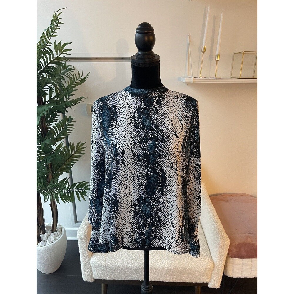 Worthington Multi-Color Snake Print Long Sleeve B… - image 1